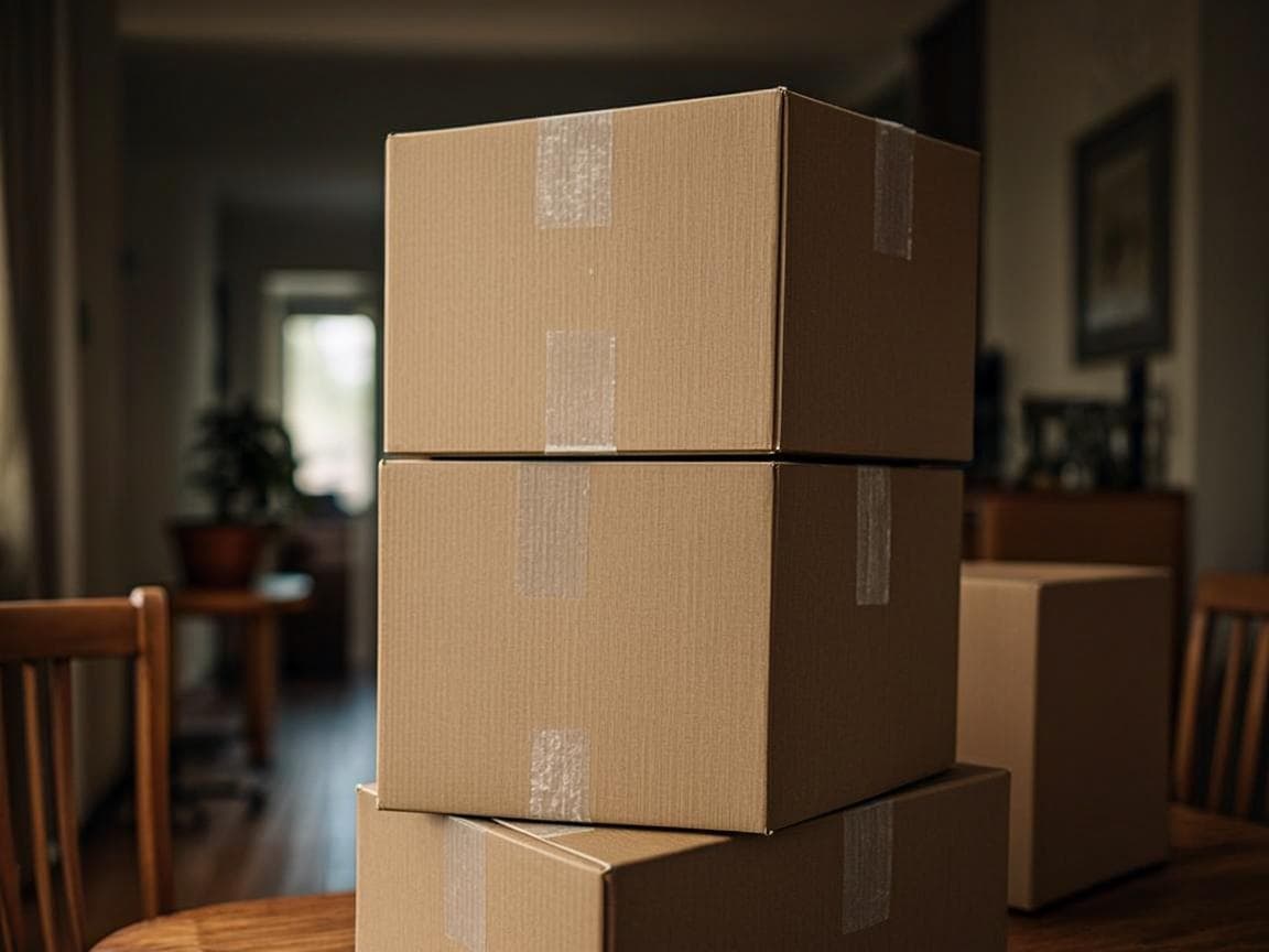 Cajas de mudanza en nuevo hogar